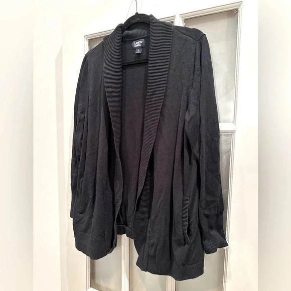 Lands’ End Dark Navy Heavyweight Open Front Cardigan Size XL 18 Cotton Blend - Picture 2 of 9